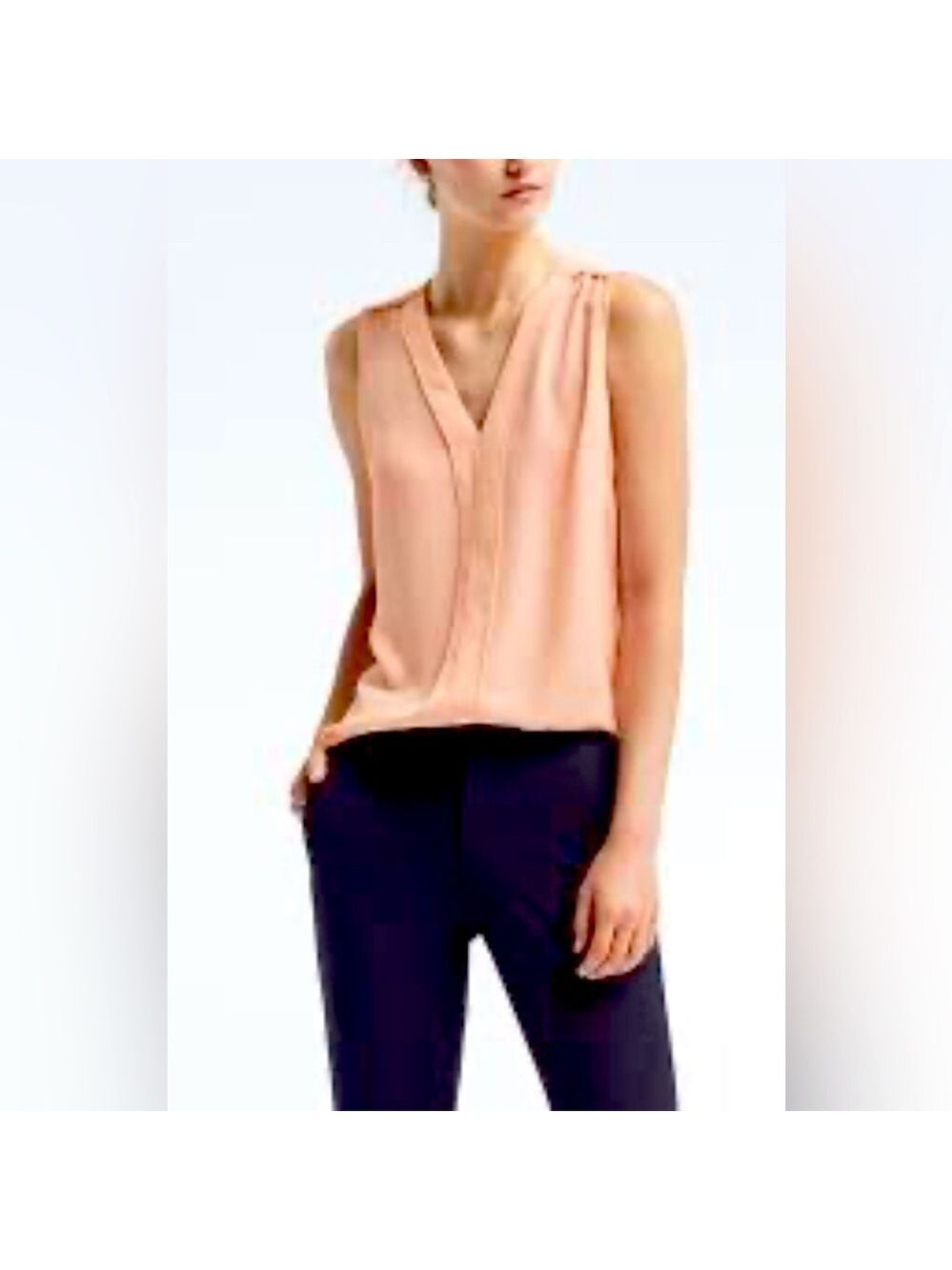 NWOT Banana Republic Soft Satin Split Neck Tank Top Shirt Cami - Size Small